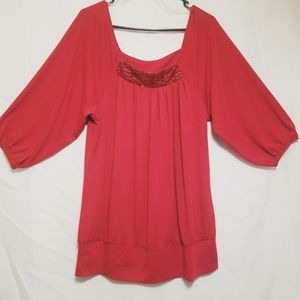 Womens Red Lane Bryant Blouse 14/16